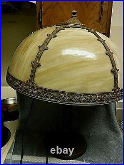 Antique slag glass table lamp original perfect 22 in. Shade 18in. Dia