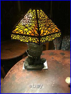 Antique slag glass table lamp w5820