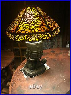 Antique slag glass table lamp w5820