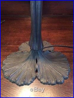 Antique vintage arts crafts mission leaded slag glass Bradley hubbard era lamp