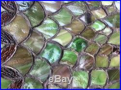 Antique vintage arts crafts mission leaded slag glass Bradley hubbard era lamp