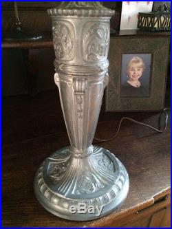 Antique vintage arts crafts mission slag glass lamp handel bradley hubbard era