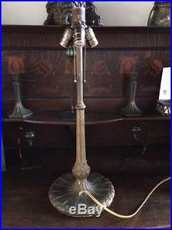 Antique vintage arts crafts mission slag glass lamp handel bradley hubbard era