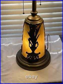 Antique vintage slag glass Art Nouveau lamp