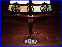 Antique vintage slag glass arts crafts mission handel bradley hubbard era lamp