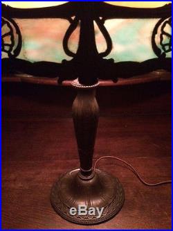 Antique vintage slag glass arts crafts mission handel bradley hubbard era lamp