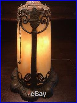 Antique vintage slag glass arts crafts victorian handel bradley hubbard era lamp