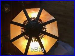 Antique vintage slag glass arts crafts victorian handel bradley hubbard era lamp