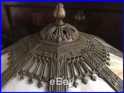 Antique vintage slag glass arts crafts victorian handel bradley hubbard era lamp