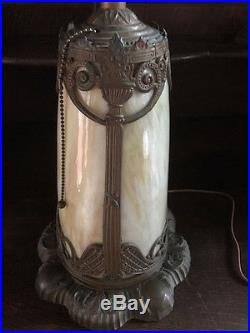 Antique vintage slag glass arts crafts victorian handel bradley hubbard era lamp