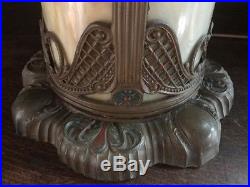 Antique vintage slag glass arts crafts victorian handel bradley hubbard era lamp