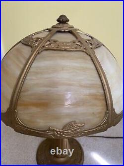 Antique vintage slag glass table lamp