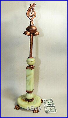 Antique vtg 1930s Art Deco HOUZE Green Vaseline/Uranium Slag Glass Table LAMP