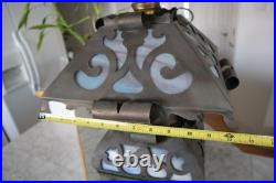Antique wrought iron slag glass lamp (for parts or repair)