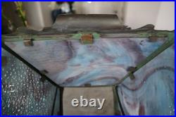 Antique wrought iron slag glass lamp (for parts or repair)