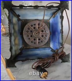 Antique wrought iron slag glass lamp (for parts or repair)