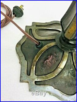 Antq Bradley & Hubbard Lamp Base Art Nouveau Cast Iron Slag Glass Stained Glass