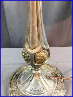 Antq Bradley Hubbard Large Diameter Curved Slag Glass Victorian Lamp