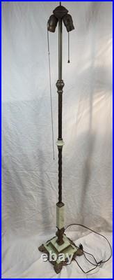 Art Deco Akro Agate Houze Uranium Slag Glass & Cast Iron Brass Bridge Floor Lamp Art Deco Akro Agate Houze Uranium Slag Glass & Cast Iron Brass Bridge Floor Lamp