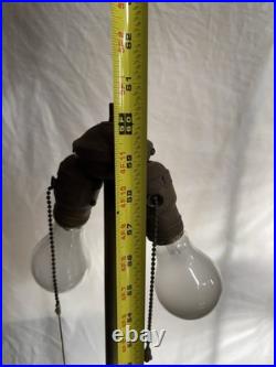 Art Deco Akro Agate Houze Uranium Slag Glass & Cast Iron Brass Bridge Floor Lamp Art Deco Akro Agate Houze Uranium Slag Glass & Cast Iron Brass Bridge Floor Lamp