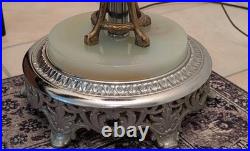 Art Deco Antique Torchiere Floor Lamp 1920s with Akro Agate/ Slag Glass & Chrome