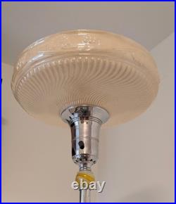 Art Deco Antique Torchiere Floor Lamp 1920s with Akro Agate/ Slag Glass & Chrome