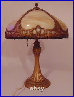 Art Deco Caramel Slag Glass Table Lamp