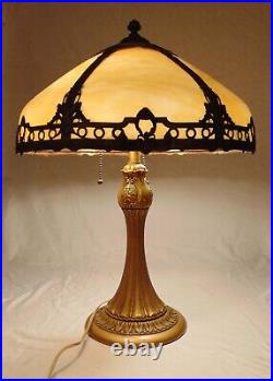 Art Deco Caramel Slag Glass Table Lamp