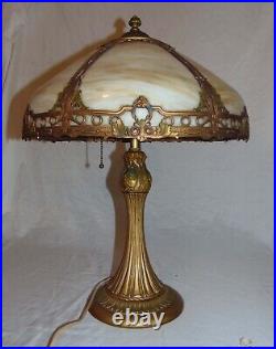 Art Deco Caramel Slag Glass Table Lamp