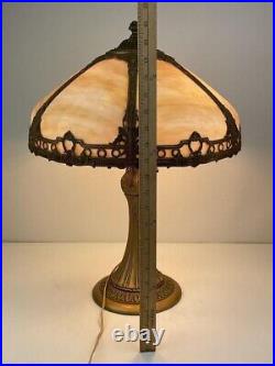 Art Deco Caramel Slag Glass Table Lamp