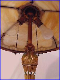 Art Deco Caramel Slag Glass Table Lamp