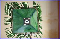 Art Deco Double Bridge Arm Lamp Green Slag Glass Shades Floor Lamp