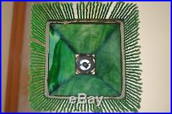 Art Deco Double Bridge Arm Lamp Green Slag Glass Shades Floor Lamp
