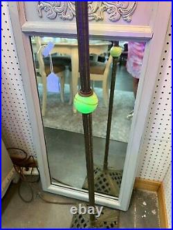 Art Deco Floor Lamp with Slag Glass Shade and Uranium Glass Round Insert WOW