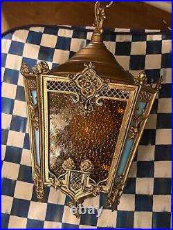 Art Deco Light-Slag Glass-Hanging Pendant-Porch Hall Foyer-Ceiling Light