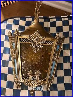 Art Deco Light-Slag Glass-Hanging Pendant-Porch Hall Foyer-Ceiling Light