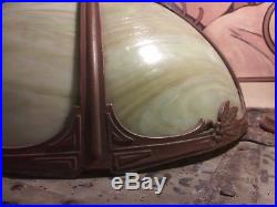 Art Deco Miller Slag Glass 6 Panel Nouveau Table Lamp Handel Bradley Hubbard Era Art Deco Miller Slag Glass 6 Panel Nouveau Table Lamp Handel Bradley Hubbard Era