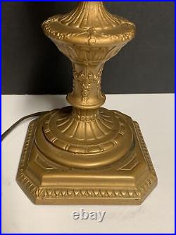 Art Deco Nouveau Figural Lady Head Table Lamp with Slag Glass Shade WORKS