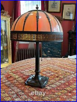 Art Deco Slag Glass Table Lamp