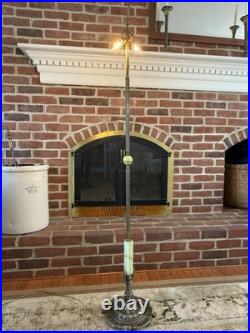 Art Deco Uranium Glass Slag Floor Lamp Antique Works Read Vintage Rare Glow