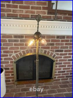 Art Deco Uranium Glass Slag Floor Lamp Antique Works Read Vintage Rare Glow