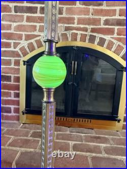 Art Deco Uranium Glass Slag Floor Lamp Antique Works Read Vintage Rare Glow