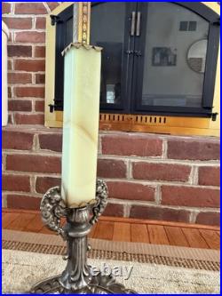 Art Deco Uranium Glass Slag Floor Lamp Antique Works Read Vintage Rare Glow