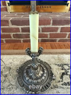 Art Deco Uranium Glass Slag Floor Lamp Antique Works Read Vintage Rare Glow