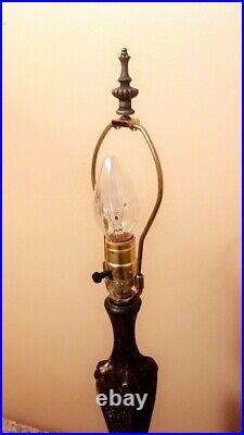 Art Nouveau Antique 1920 12 Panel Slag Glass Lamp Caramel Color Brass -24 Tall