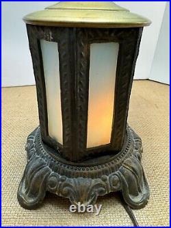 Art Nouveau Blue Tiffany Style Glass Paneled Lamp Stained Glass Table Lamp