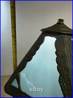 Art Nouveau Blue Tiffany Style Glass Paneled Lamp Stained Glass Table Lamp