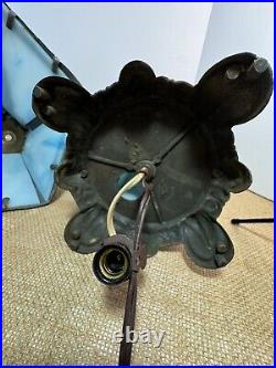Art Nouveau Blue Tiffany Style Glass Paneled Lamp Stained Glass Table Lamp