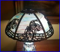 Art Nouveau Era Slag Stained Bent Glass Lighthouse Lamp, circa 1910, s