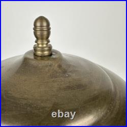 Art Nouveau Figural Blue Slag Glass 8 Panel Boudoir Lamp Cherub Putti Base